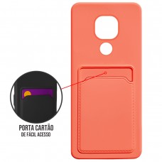 Capa para Motorola Moto G9 Play - Emborrachada Case Card Salmão